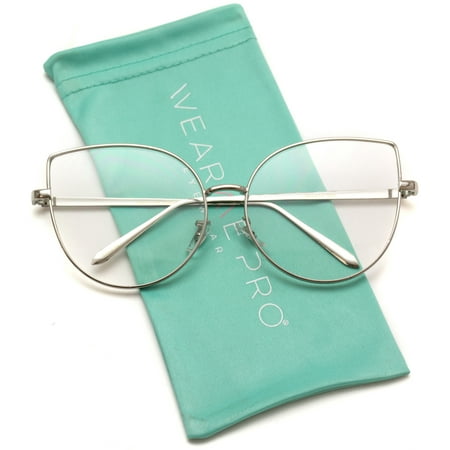 WearMe Pro - Clear Thin Frame Over-sized Delicate Non- Prescription (Best Non Prescription Colored Contacts)