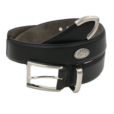 Pebble Beach Mens Leather Concho Silver Buckle Belt, Black (32")