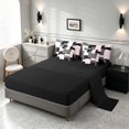 thumbnail image 4 of Manfei Pink Gray Square Full Size Bedding Sets, Minimalism Geometric Grid Full Size Bed in a Bag, Black Reversible 7 Pieces, 4 of 6
