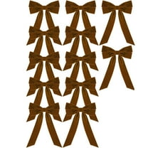 Christmas Tree Velvet Bows 12 Pack Double Layer Brown Holiday Decorations for Tree and Home Festive Ornament