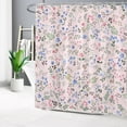 thumbnail image 2 of Blue Floral Shower Curtain for Bathroom Country Wildflower and Green Leaf Herb on Pink Bathroom Shower Curtains with Hooks, Nature Botanical Bathroom Curtains Shower Set 72"W x 84"L (Pack of 1), 2 of 6