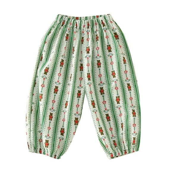 Utlike Girls Pants Toddler Kids Baby Cotton Pull On Cartoon Print Elastic Basic Harem Long Pants Bloomers Casual Joggers Size 4 Years-5 Years