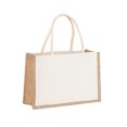 thumbnail image 3 of husxh Women Burlap Jute Tote Bag Large Capacity Canvas Grocery Tote Handbag Contrast Color Ladies Outdoor Handbag, 3 of 9
