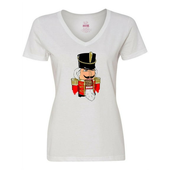 Inktastic Christmas Nutcracker in Red Women's V-Neck T-Shirt