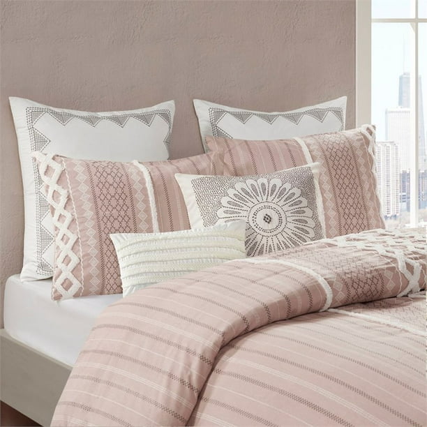INK IVY Imani Modern Cotton Comforter Mini Set in Blush Pink Walmart