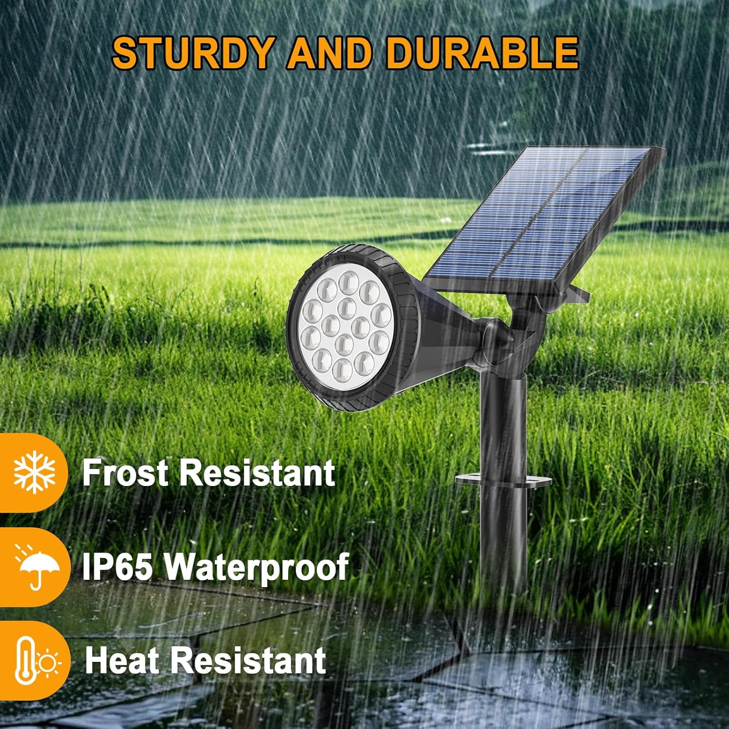 Solar Lights Outdoor, 8 Pack, 4 Modes, 180° Adjustable Waterproof Landscape Spotlights for Flag, Pathway, Yard, Garden, Driveway - Cool White