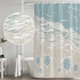 thumbnail image 5 of Blue Coastal Sea Turtle Shower Curtain, Waterproof Shower Curtains for Bathroom, Summer Beach Ocean Abstract Art Washable Fabric Bathtub Curtain Set Bath Decor with 12 Hooks Long 72"x84", 5 of 8