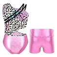 thumbnail image 2 of Alvivi Girls Leotard 2 Piece Asymmetrical Shoulder Straps Sports Dance Gymnastic Leotards Jumpsuit Leopard 14, 2 of 7