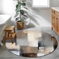 thumbnail image 3 of Round Rugs 4Ft, Grey Brown Abstract Round Area Rug Washable Indoor Throw Carpet, Oil Painting Color Blocks Soft Non Slip Circle Rug for Kitchen Nursery Room Home Decor Aesthetic, 3 of 8