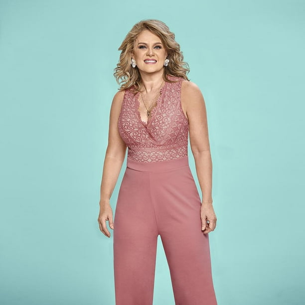 989-47 Jumpsuit Palazzo Para Dama Mujer En Color Rosa Con Detalle De Encaje Elaborado De Poliamida/Poliester/Elastano. Cklass 989-47