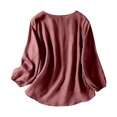 thumbnail image 2 of MHFRRA Camiseta de Manga Larga con Cuello Redondo y Bordado para Mujer, Estilo Bohemio, Holgada, Estilo Vintage, con Apliques Florales Rojo, 2 of 5