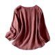 thumbnail image 2 of MHFRRA Camiseta de Manga Larga con Cuello Redondo y Bordado para Mujer, Estilo Bohemio, Holgada, Estilo Vintage, con Apliques Florales Rojo, 2 of 5