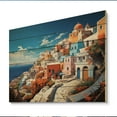 thumbnail image 2 of Designart "Cityscape Popart Colorful Santorini painting I" Santorini Print on Natural Pine Wood, 2 of 5