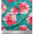 thumbnail image 1 of Soimoi Blue Heavy Canvas Fabric Palm Leaves & Periwinkle Floral Print Fabric by the Yard 58 Inch Wide, 1 of 3