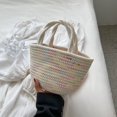 thumbnail image 5 of Bolso tejido de verano para vacaciones en la playa, bolso tejido de paja, bolso de mano pequeño con canasta de verduras para mujer, 5 of 5