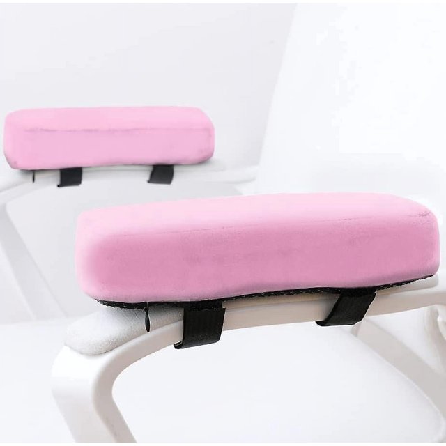 BR Cojines para reposabrazos de silla, color rosa, extragruesos, 5 cm, alivio de presión para silla de oficina o silla de juegos, con almohadillas de espuma viscoelástica (2 unidades)