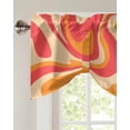 thumbnail image 3 of Tie Up Valance Curtain for Kitchen,Abstract Wavy Swirl Rod Pocket Short Curtains Adjustable Tie-Up Shade Valances,Modern Orange Pink Stripe Window Treatment for Bathroom Living Room Bedroom, 3 of 8