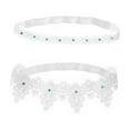 thumbnail image 3 of TISHITA 2x Wedding Garters Elastic with Rhinestones Handmade Lace Leg Garter for Holiday White, 3 of 8