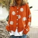 thumbnail image 4 of Cárdigan de punto para mujer, de invierno, con escote en V, manga larga, con margaritas, holgado, liso, con botones, abierto, informal (L), 4 of 4