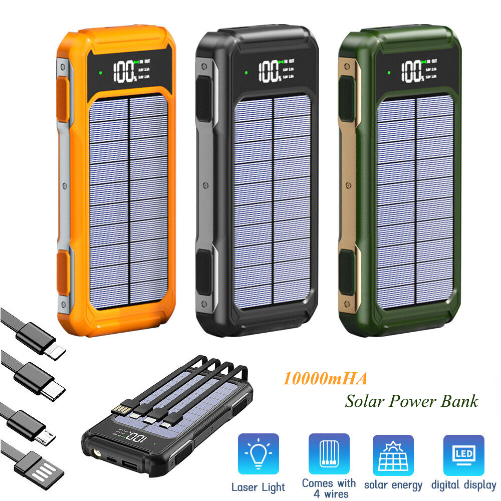 10000mAh Solar Charger for Cell Phone iPhone, Portable Solar Power Bank