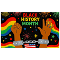 thumbnail image 2 of Colorful Black History Month Themed Banner with Raised Fist and Cuffed Hands Elements Background Backdrop for Celebrations Events Party Decorations Community Gatherings Educational Programs, 2 of 7
