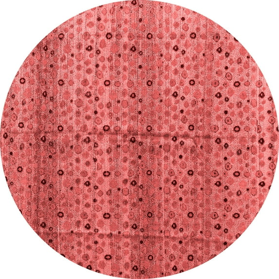 Ahgly Company Indoor Round Abstract Red Modern Area Rugs, 4' Round