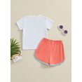 thumbnail image 5 of Aojekbee Toddler Girl Summer Outfit Letter Watermelon Print Short Sleeve T-Shirts Tops and Shorts 2Pcs Clothes Set, 5 of 10