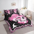thumbnail image 2 of Homewish Mystic Mushroom Skull Queen Bedding for Adults, Psychedelic Gothic Moon Star Bedding Comforter Set Queen, Black Reversible, 7 Pieces, 2 of 7