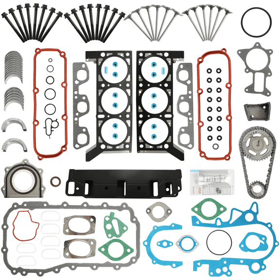 Engine Timing Chain Kit Bearings Head Gasket Set w/Bolt Valve For Jeep Wrangler 3.8L V6 2007-2011 HS26326PT