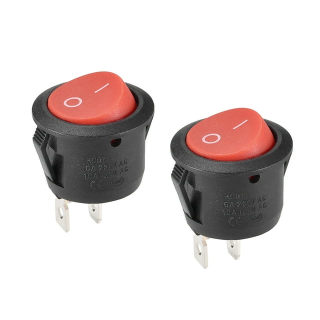 Interruptor de palanca redondo rojo para barco, coche, marino, 2 pines ON/OFF AC 250V/6A 125V/10A, 2 piezas