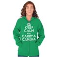 thumbnail image 4 of Keep Calm Carry A Camera Photographer Zip Up Hoodie Men's Women's Brisco Brands 2X, 4 of 6