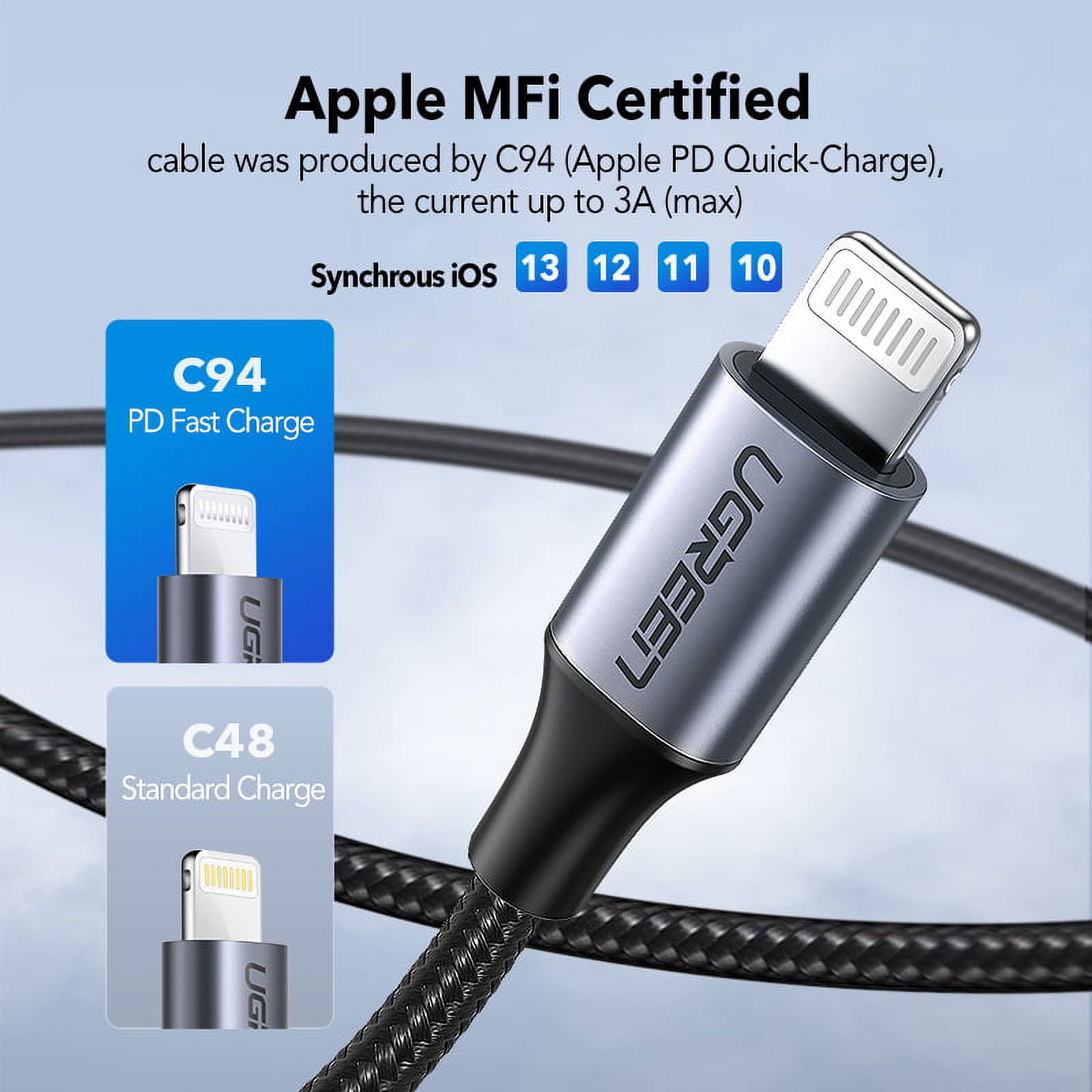 Ugreen MFI certified usb c to lightning cable charger for iPhone 13 12 11  xs xr