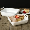 thumbnail image 5 of Denmark Tools for Cooks 2 Piece Stoneware Baking Dish Serving Bowls Set with Handles, White, 5 of 8