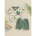 thumbnail image 4 of FOCUSNORM Bébé Garçon 2 Pièces Tenue d'Été Imprimé Animal Col Rond Manches Courtes Tops Taille Élastique Shorts Bambin Ensemble, 4 of 9