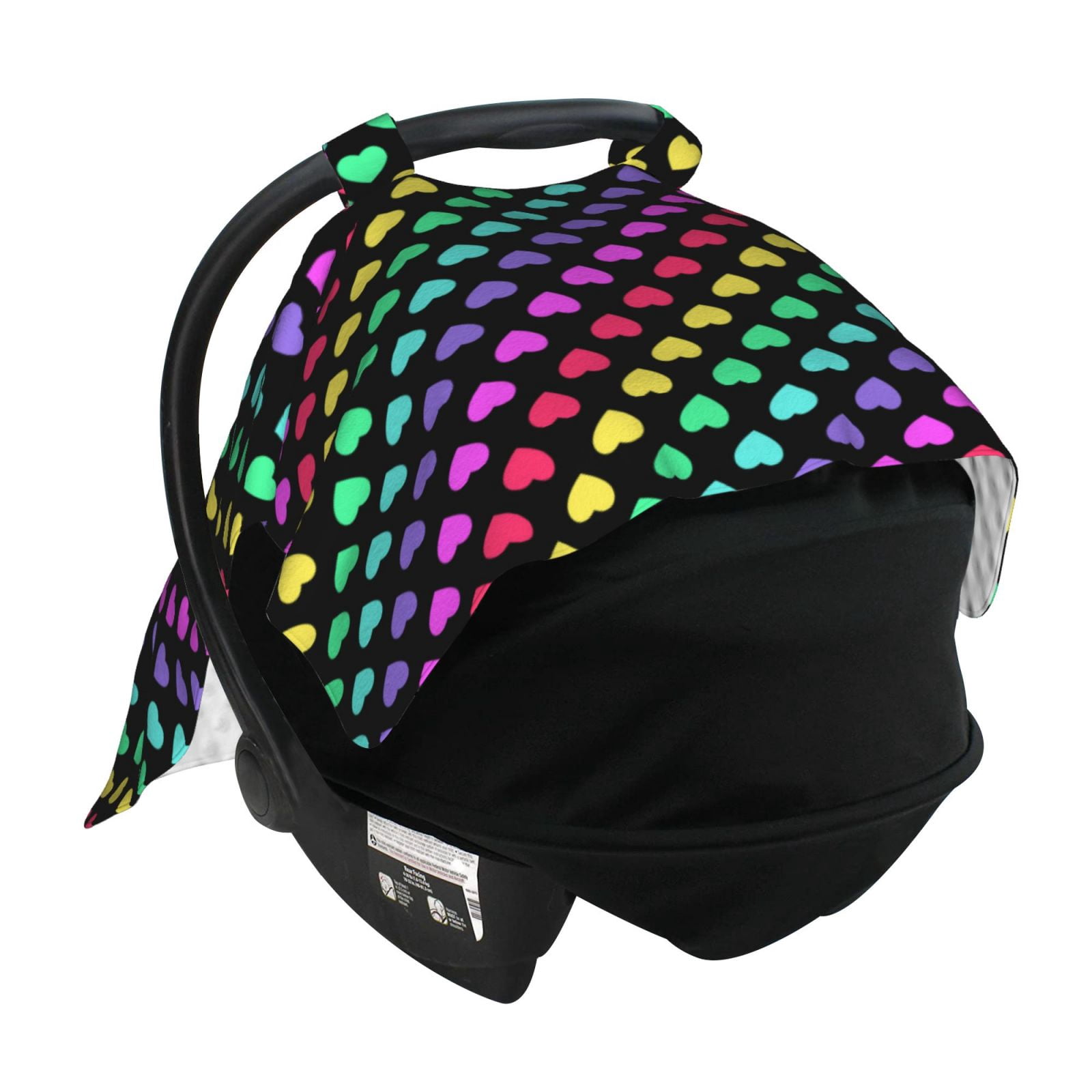 Car Seat Cover Baby - Rainbow Hearts Breathable Infant Car Seat Cover for Baby Carseat, Lightweight Comfort Baby Essentials Must Haves Newborn Stuff for Girl Boy
