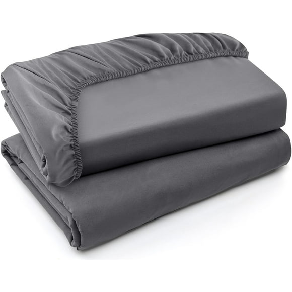Utopia Bedding Twin Fitted Sheets - Bulk Pack of 2 Bottom Sheets - Soft Brushed Microfiber - Deep Pockets - Shrinkage & Fade Resistant - Easy Care (Twin, Grey)