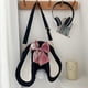 thumbnail image 5 of Bolso bandolera con orejas de conejo, bolso cruzado con lazo encantador de tela Oxford de verano para niñas, negro, 5 of 5