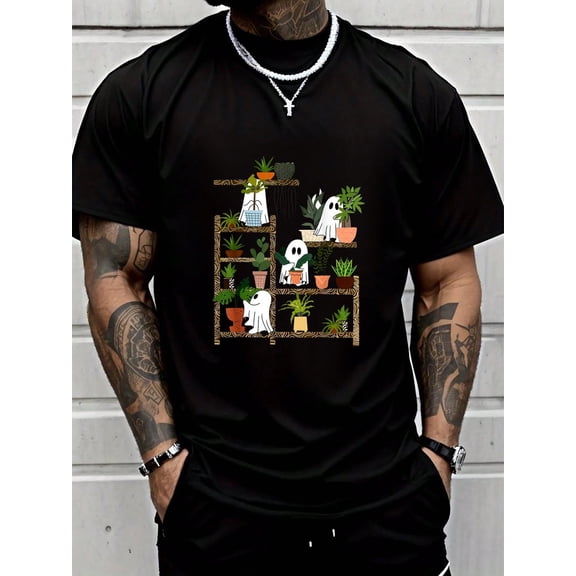 100% Cotton Funny Ghost Plants Spooky Season Trick Or Treat Halloween T-Shirt Summer Men For Top