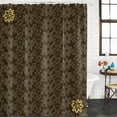 thumbnail image 2 of Brown Golden Floral Shower Curtain, Waterproof Shower Curtains for Bathroom, Modern Abstract Art Spring Flowers Washable Fabric Bathtub Curtain Set Bath Decor with 12 Hooks Stall 36"x72", 2 of 8