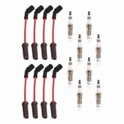 ISA Set of Red Wire Set with 8 Spark Plug For Chevrolet Cadillac GMC Escalade Avalanche Silverado 1500 2500 3500 Sierra Yukon Tahoe H2 1999-2009 4.8L 5.3L 6.0L V8 Replacement for 41-962