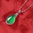 thumbnail image 6 of Guodhu Jade Teardrop Necklace Pendant for Women | Silver Plated Inlaid Zircon| Jewelry for Her, 6 of 9
