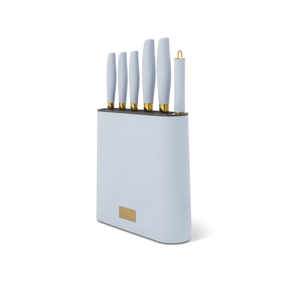 Thyme & Table 7-Piece Knife Block Set, Light Blue