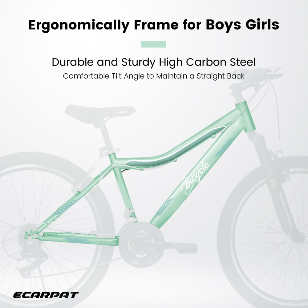 HoeTriumphs A26208D Mountain Bike 24/26 Inch, High-Density Carbon Steel Frame, 21 Speed, Front Suspension, Dual V-Brakes, 80% Pre-Assembled for Men Women Teens