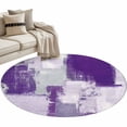 thumbnail image 2 of Modern Oil Painting Round Area Rug 3.3 FT, Non Slip Small Entryway Kitchen Mat, Purple Grey Abstract Graffiti Art Washable Soft Circular Rug Non-Shedding Door Mat for Bathroom Playroom Kids Room, 2 of 9