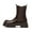 BROWN, variant on BURUDANI Women Mid-Calf Chunky Platform Chelsea Combat Boots Lug-Sole Slip-On Ankle Booties