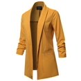 thumbnail image 1 of Women's Solid 3/4 Shirring Sleeves Open Front Blazer Jacket, 1 of 1