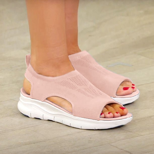 Novedad de verano, zapatos deportivos informales de fondo suave de malla tejida voladora, sandalias de boca de pez para mujer Wmkox8yii nm5745