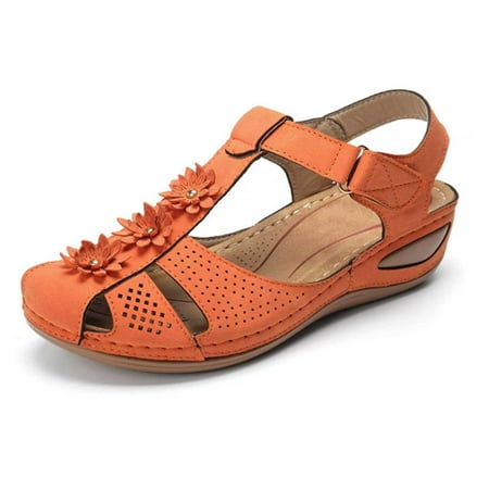 

Hvyes Women Summer Closed Toe Sandals Beach Wedge Sandals Bohemia Flip-Flop Ankle Strap Causal Comfortable Gladiator Outdoor Shoes Size 7.5