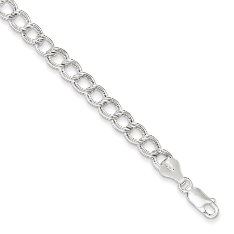 Kevin Jewelers Sterling Silver 7in Double Link Charm Bracelet