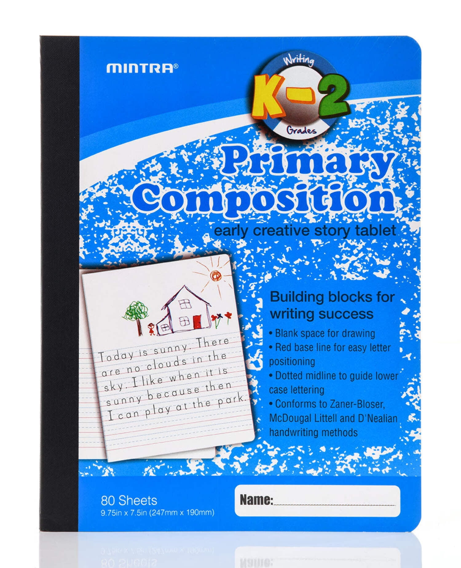Mintra Primary Composition Notebook 24pk/Case - 1/2 Page - Assorted - Flexible Hardcover - 07294 (04667) - 80 Sheets